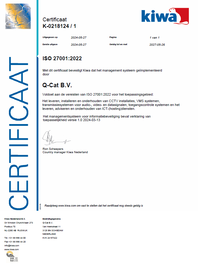 Q-CAT is ISO 27001 gecertificeerd